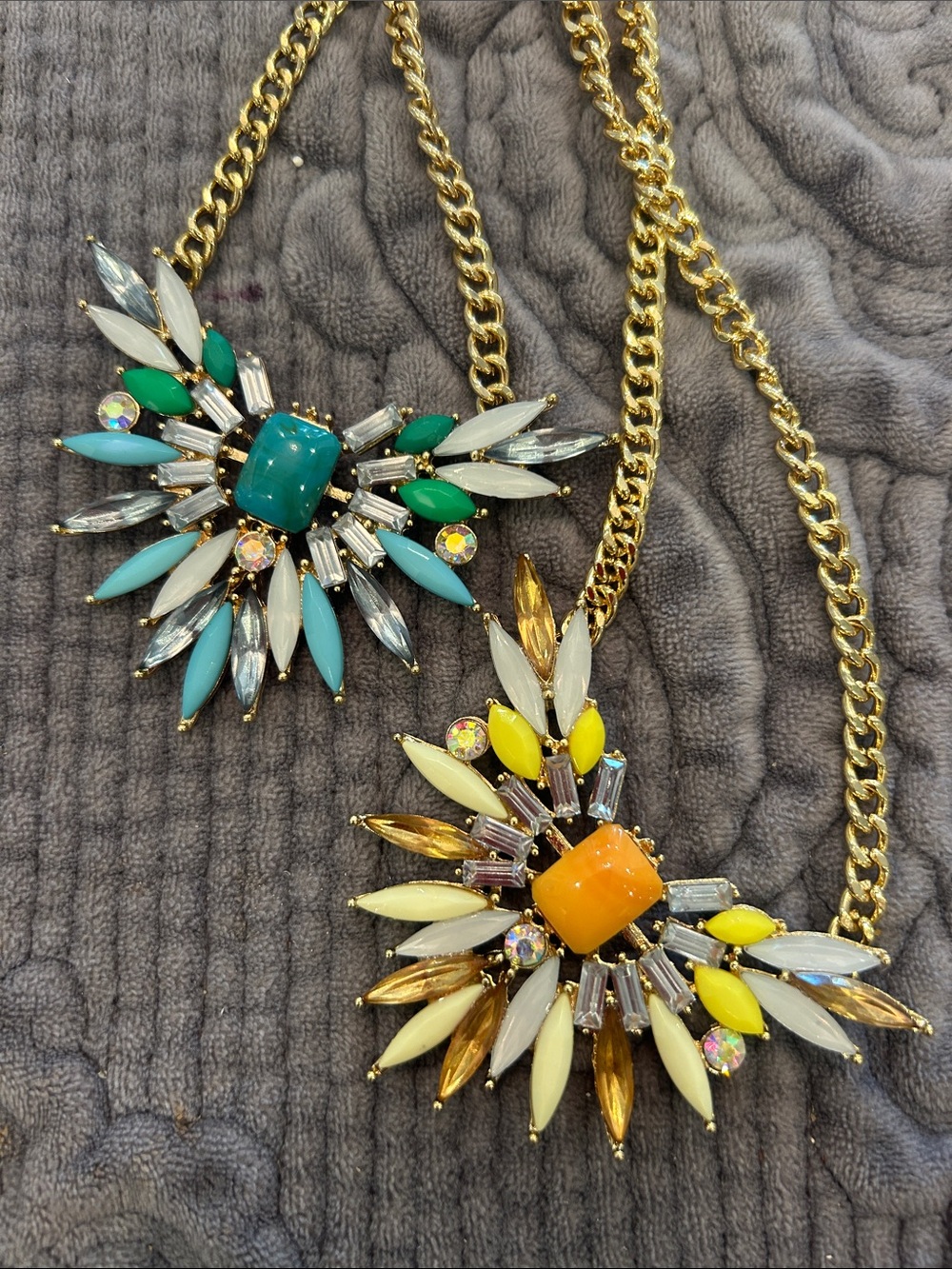 Colorful Sunburst Statement Necklace with Turquoise  or Amber-NWT
